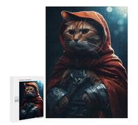 Puzzles 500 PCS Red Riding Hood Tabby Cat Puzzles pour Adolescents Jeux Relaxants Défi Difficile Cadeaux Uniques d'anniversaire Et De Noël 500 PCS