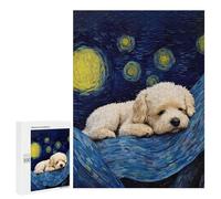 Puzzles 500 PCS Starry Night Dog Sleepy Puzzles pour Adolescents Jeux Relaxants Défi Difficile Cadeaux Uniques d'anniversaire Et De Noël 500 PCS