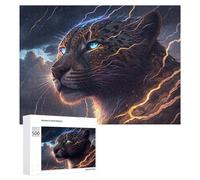 Puzzles 500 PCS Thunderous Leopard Wild Power Unleashed Puzzles pour Adolescents Jeux Relaxants Défi Difficile Cadeaux Uniques d'anniversaire Et De Noël 500 PCS