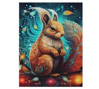 Puzzles 500 Pièces Adultes, Puzzle De Jeu, Écureuil Planche De Bois, Excellent Cadeau pour Enfants 55×41cm