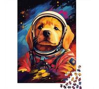 Puzzles 500 pièces Astronaute Artistique Golden Retriever Puzzle Adultes Puzzles Difficulté Puzzles Puzzle Éducation Jeux Jouets Famille Décoration 500pcs (52x38cm)