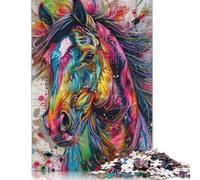 Puzzles 500 pièces Cheval Graffiti pour Adultes | | Puzzles pour Adultes, Jeux intellectuels, Cadeaux, 500 pièces (52 x 38 cm)