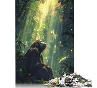 Puzzles 500 pièces Chimpanzés tropicaux ensoleillés Puzzles en Bois pour Adultes et Plus de 18 Ans Jeu intellectuel 500 pièces (52 x 38 cm)