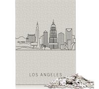 Puzzles 500 pièces Los Angeles Skyline Art Minimaliste pour Adultes et Puzzles en Bois Jeux éducatifs pour Enfants 500 pièces (52 x 38 cm)