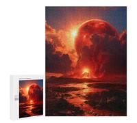 Puzzles 500 pièces pour adolescents Volcanic Red Moon Puzzle pour Adultes Jeux De Relaxation Vacances À La Maison Tuer Le Temps 500 PCS