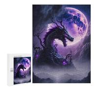 Puzzles 500 pièces pour adultes Dragon Under The Moonlit Sky Puzzle Décoration murale, mais drôle et humoristique, Cadeaux d'anniversaire uniques 500 pièces