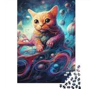 Puzzles 500 pièces pour Adultes Galaxy Cats Puzzle pour Adultes Puzzles en Bois Décoration familiale 500 pièces (52 x 38 cm)