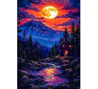 Puzzles 520 Pièces Adultes Arbre Montagne Lune 52 x 38 cm Jeu Educatif Puzzle Impossible Puzzle Adultes 520 Pièces Puzzles
