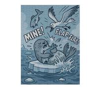Puzzles 52x38cm/1000pcs Cartoon Seal and Seagull Fish Dispute Casse-tête pour Adultes, Jeu De Réflexion, pour S'amuser en Famille, Cadeaux d'anniversaire Et De Noël Uniques 52x38cm/1000pcs
