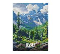 Puzzles 52x38cm/1000pcs pour Adolescents Banff National Park Canada Illustration Puzzle pour Adultes Jeu De Réflexion Analyse Et Logique Cadeaux pour Amis Et Famille 52x38cm/1000pcs