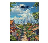Puzzles 52x38cm/1000pcs pour Adolescents Bangkok Cityscape Puzzle pour Adultes Jeu De Réflexion Analyse Et Logique Cadeaux pour Amis Et Famille 52x38cm/1000pcs
