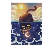 Puzzles 52x38cm/1000pcs pour Adolescents Black Cat Day and Night Puzzles À Monter Soi-même, Jouets De Course À La Main, Une Offre Idéale comme Cadeau pour Toute La Famille 52x38cm/1000pcs
