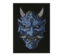 Puzzles 52x38cm/1000pcs pour Adolescents Blue Oni Mask Illustration Puzzles pour Adultes Jeux De Société pour S'amuser en Famille Un pour Les Jeux 52x38cm/1000pcs