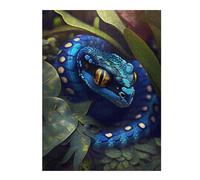Puzzles 52x38cm/1000pcs pour Adolescents Blue Serpent in Lush Jungle Puzzles pour Adultes, Jeux De Détente, Défi Difficile, Cadeau d'anniversaire, Cadeaux, 52x38cm/1000pcs