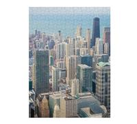 Puzzles 52x38cm/1000pcs pour Adolescents Chicago Skyline Puzzles pour Adultes Jeux Relaxants Qui Améliorent La Mémoire, Parfaits comme Cadeaux pour Toute La Famille 52x38cm/1000pcs