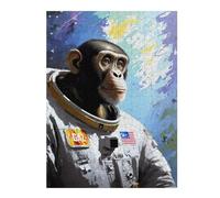 Puzzles 52x38cm/1000pcs pour Adolescents Chimpanzee Astronaut in Space Suit Puzzle pour Adultes Jeux Familiaux mais Amusants Et Humoristiques Défi Éducatif 52x38cm/1000pcs