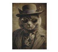 Puzzles 52x38cm/1000pcs pour Adolescents Cool Vintage Cat Puzzles pour Adultes Jouets Anti-Stress Cadeaux d'anniversaire pour Les Amis Et La Famille 52x38cm/1000pcs