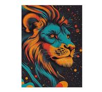 Puzzles 52x38cm/1000pcs pour Adolescents Cosmic Lion Portrait Neon Jungle King Lion Portrait Puzzles pour Adultes Jeux De Société pour S'amuser en Famille Un pour Les Jeux 52x38cm/1000pcs