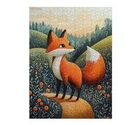 Puzzles 52x38cm/1000pcs pour Adolescents Curious Fox in The Meadow - Naïf Whimsical Wildlife Art Puzzle Jeux De Détente Vacances À La Maison Passer Le Temps pour Les Jeux 52x38cm/1000pcs