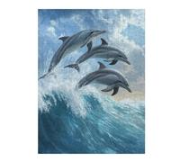Puzzles 52x38cm/1000pcs pour Adolescents Dolphins Leaping Wave Puzzle pour Adultes Jeux De Détente Décoration Parfaite Défi Éducatif 52x38cm/1000pcs