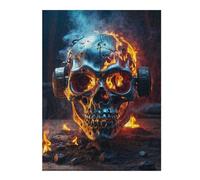 Puzzles 52x38cm/1000pcs pour Adolescents Dynamic Flames Skull Puzzles pour Adultes Jouets Anti-Stress Cadeaux d'anniversaire pour Les Amis Et La Famille 52x38cm/1000pcs