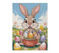 Puzzles 52x38cm/1000pcs pour Adolescents Easter Bunny with Basket Puzzle pour Adultes Jeu De Réflexion Analyse Et Logique Cadeaux pour Amis Et Famille 52x38cm/1000pcs