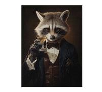 Puzzles 52x38cm/1000pcs pour Adolescents Elegant Raccoon and Drink Puzzles pour Adultes Jouets Anti-Stress Cadeaux d'anniversaire pour Les Amis Et La Famille 52x38cm/1000pcs