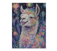 Puzzles 52x38cm/1000pcs pour Adolescents Floral Llama - Vibrant Fine Art Portrait Puzzles pour Adultes Jeux De Société pour S'amuser en Famille Un pour Les Jeux 52x38cm/1000pcs