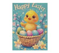 Puzzles 52x38cm/1000pcs pour Adolescents Happy Easter Chick with Eggs Puzzles pour Adultes, Jouets Anti-Stress, Course De Vitesse Manuelle, Cadeaux De Réduction du Stress 52x38cm/1000pcs