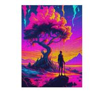 Puzzles 52x38cm/1000pcs pour Adolescents Magical Sunset with Tree Puzzle pour Adultes Jeux Familiaux mais Amusants Et Humoristiques Défi Éducatif 52x38cm/1000pcs