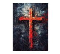 Puzzles 52x38cm/1000pcs pour Adolescents Minimalistic Red Cross Jeu De Puzzle Familial pour Adultes, Amusant Et Humoristique, pour Stimuler Le Cerveau 52x38cm/1000pcs