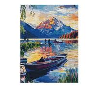 Puzzles 52x38cm/1000pcs pour Adolescents Mountain Lake Sunset Jeux Relaxants pour Adultes Difficile Difficile Cadeaux pour Les Amis Et La Famille 52x38cm/1000pcs