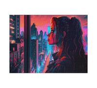 Puzzles 52x38cm/1000pcs pour Adolescents Neon Cityscape Urban Dreamscape Puzzle Adulte Jeu Manuel Décoration Parfaite Aide À Exercer Le Cerveau 52x38cm/1000pcs