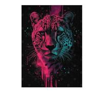 Puzzles 52x38cm/1000pcs pour Adolescents Neon Leopard Portrait Puzzles pour Adultes Jeux De Société pour S'amuser en Famille Un pour Les Jeux 52x38cm/1000pcs