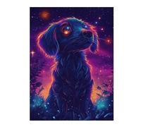 Puzzles 52x38cm/1000pcs pour Adolescents Neon Puppy Under Stars Puzzles pour Adolescents - Jeu Manuel - Décoration Murale - Cadeaux Anti-Stress 52x38cm/1000pcs