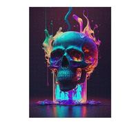 Puzzles 52x38cm/1000pcs pour Adolescents Neon Skull Meltdown Jeux Relaxants pour Adultes Difficile Difficile Cadeaux pour Les Amis Et La Famille 52x38cm/1000pcs