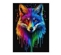 Puzzles 52x38cm/1000pcs pour Adolescents Rainbow Fox Pop Art Fox Co Puzzles pour Adultes Jeux De Famille Une Œuvre d'art À Offrir en Cadeau À Toute La Famille 52x38cm/1000pcs