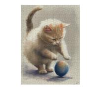 Puzzles 52x38cm/1000pcs pour Adolescents Red Cat Jumps on Ball Puzzles pour Adolescents - Jeu Manuel - Décoration Murale - Cadeaux Anti-Stress 52x38cm/1000pcs
