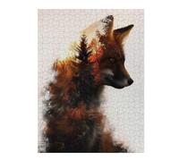 Puzzles 52x38cm/1000pcs pour Adolescents Red Fox Double Exposure Puzzle pour Adultes Jeux De Détente Décoration Parfaite Défi Éducatif 52x38cm/1000pcs