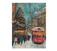 Puzzles 52x38cm/1000pcs pour Adolescents Snowy Christmas Street Scene Puzzles pour Adolescents - Jeu Manuel - Décoration Murale - Cadeaux Anti-Stress 52x38cm/1000pcs