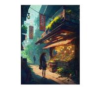 Puzzles 52x38cm/1000pcs pour Adolescents Solarpunk Street Market Puzzles À Monter Soi-même, Jouets De Course À La Main, Une Offre Idéale comme Cadeau pour Toute La Famille 52x38cm/1000pcs