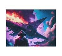 Puzzles 52x38cm/1000pcs pour Adolescents Space Battle Burning Ship Puzzles pour Adultes Jeux Relaxants Qui Améliorent La Mémoire, Parfaits comme Cadeaux pour Toute La Famille 52x38cm/1000pcs