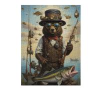 Puzzles 52x38cm/1000pcs pour Adolescents Steampunk Bear Fishing Puzzles pour Adolescents - Jeu Manuel - Décoration Murale - Cadeaux Anti-Stress 52x38cm/1000pcs