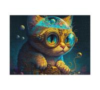 Puzzles 52x38cm/1000pcs pour Adolescents Steampunk Cat Adventure Puzzle Adulte Jeu Manuel Décoration Parfaite Aide À Exercer Le Cerveau 52x38cm/1000pcs