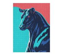 Puzzles 52x38cm/1000pcs pour Adolescents Stylized Bull Illustration with Bold Colors Jeu De Puzzle Familial pour Adultes, Amusant Et Humoristique, pour Stimuler Le Cerveau 52x38cm/1000pcs