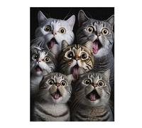 Puzzles 52x38cm/1000pcs pour Adolescents Surprised Cats Compilation Puzzles pour Adultes Jeu Manuel pour S'amuser en Famille Cadeaux Anti-Stress 52x38cm/1000pcs