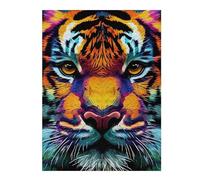 Puzzles 52x38cm/1000pcs pour Adolescents Tiger Pop Art Animal Face Puzzles pour Adultes, Jouets Anti-Stress, Course De Vitesse Manuelle, Cadeaux De Réduction du Stress 52x38cm/1000pcs