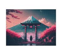 Puzzles 52x38cm/1000pcs pour Adolescents Torii Gate and Mount Fuji at Sunset Puzzles pour Adultes À Monter Soi-même, Jouets, Décoration Parfaite, Cadeaux Anti-Stress 52x38cm/1000pcs