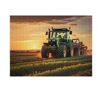 Puzzles 52x38cm/1000pcs pour Adolescents Tractor Sunset Farm Scene Puzzles pour Adultes Jeux Relaxants Qui Améliorent La Mémoire, Parfaits comme Cadeaux pour Toute La Famille 52x38cm/1000pcs