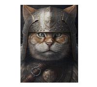 Puzzles 52x38cm/1000pcs pour Adolescents Viking Cat Wearing Armor Jeux Relaxants pour Adultes Difficile Difficile Cadeaux pour Les Amis Et La Famille 52x38cm/1000pcs